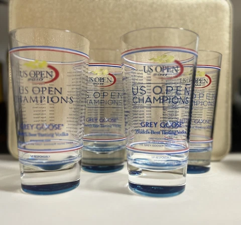 Set of 4  US Open 2010/11/11/13  Tennis Grey Goose Plastic Cup Event Original Cover