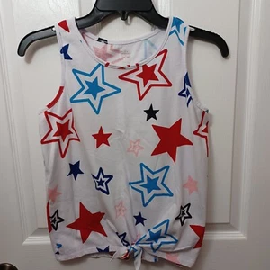 GIRL'S WAY TO CELEBRATE PATRIOTIC SLEEVELESS SHIRTS SIZE XL 14/16 - Picture 1 of 12