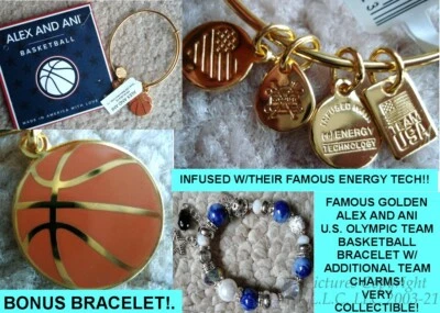 US Olympic Team Basketball Energy Gold Alex and Ani Charm Bracelet +  Bracelet - Image 1 of 4