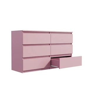 Large 6 Smooth Sliding Drawers Chest of Drawer Dressers Table Soild Wood Storage - Picture 1 of 11