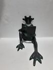 WAY COOL BRONZE CROWNED FROG READING A BOOK ART SCULPTURE, FIGURINE
