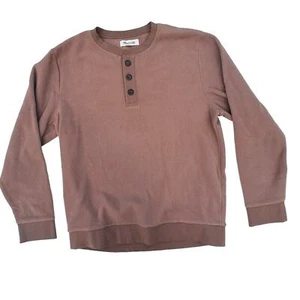 Sudadera pulóver de 3 botones Madewell marrón neutro polar, mediana para mujer - Imagen 1 de 8