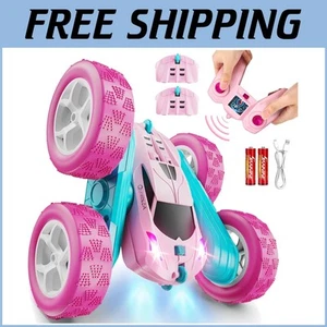 All-New Pink RC Stunt Car with LED Eyes - Perfect Gift for Kids Aged 6-12! - Picture 1 of 8