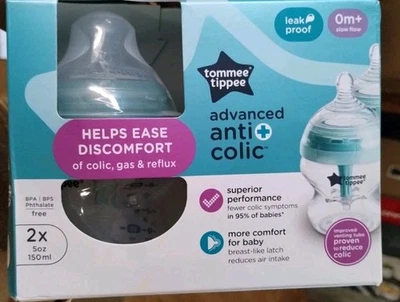 Tommee Tippee biberones anticólicos autoesterilizantes paquete de 2 pestillos naturales Foto 1 de 4