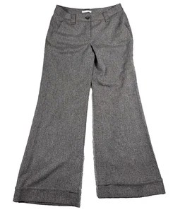 CAbi 650 Women’s 12 Tall Gray Herringbone Wide Leg Trouser Pants Career Chic - Picture 1 of 7