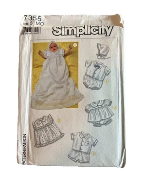 McCall's Christening Wardrobe 7355 Infant Baby Layette Sewing Pattern 6 Months - Image 1 of 2