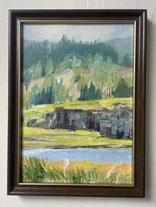 Original Small Swedish Mid Century Abstract Landscape Oil On Board Painting - Picture 1 of 6