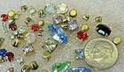 SWAROVSKI MIXED SHAPES SINGLE RHINESTONES IN SETTINGS 50 CRYSTAL LOT VTG JEWELRY