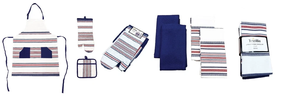 DELANTERO, GUANTE DE HORNO, SOPORTE Y JUEGO DE TOALLAS DE COCINA DE 4 PIEZAS PAQUETE - TEXTILES NUEVOS Foto 1 de 4