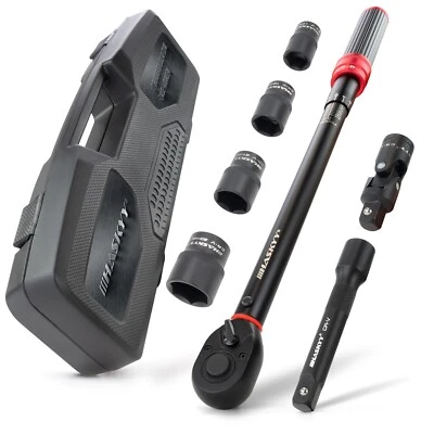 Chiave dinamometrica 1/2" 40-220Nm giunto cardanico dadi 17-19-21-23mm prolunga - Immagine 1 di 4