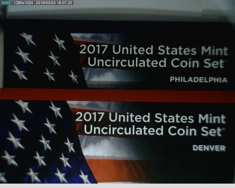 2017 US Mint Uncirculated Annual Coin Set P + D Minted 20 Coins + COA Cover