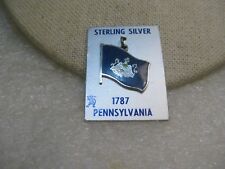 Sterling Pennsylvania Enameled State Charm, New-on-Card, 3/4"