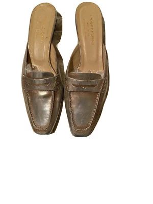 Donald Pliner Gold Mettalic Leather Vintage  Slides - Image 1 of 4