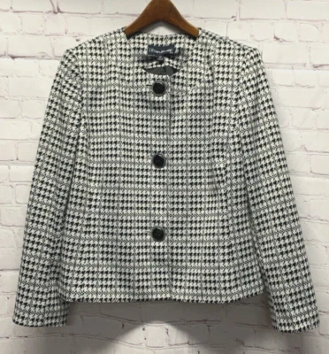 Blazer Chaqueta Traje Separado Negro/Blanco Pata de Gallo Evan Picone Petite 16P Mujer Foto 1 de 4