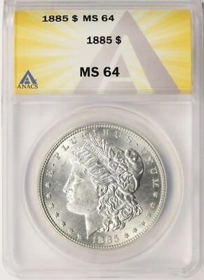 1885 $1 Morgan Dollar ANACS MS64 - Image 1 of 4