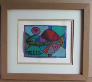 William FREDERICKSEN (Amerikaner, 1914-2010) Abstraktes Mischtechnik Gemälde Fische - Bild 1 von 2