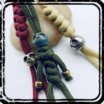 Calabaza Cordón Cuentas Calavera Paracord Cuchillo Cuentas Latón Sólido EDC Colgante Foto 1 de 4