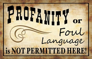 VINTAGE STYLE NO FOUL LANGUAGE PROFANITY SMOOTH PVC PLASTIC SIGN (CHOOSE SIZE)  - Picture 1 of 6