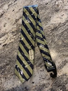 Bruno Piattelli Men Silk Tie 3.5” Green Blue Striped Hand Made NWT New Necktie - Picture 1 of 3