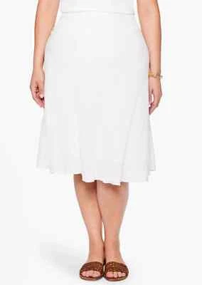 Nic + Zoe Skirt Sz 20W Summer Fling White Linen Blend A-line Swing Lined Knee - Изображение 1 из 4