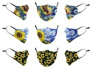 Adult Adjustable Washable Sunflowers Pattern Mouth Masks 3D Protective Facemasks - Picture 1 of 18