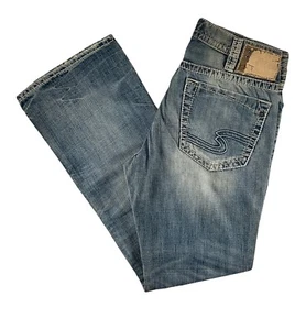 Silber Jeans Grayson gerades Bein einfache Passform mittlerer Anstieg bestickt 32 x 33 DEFEKT - Bild 1 von 9