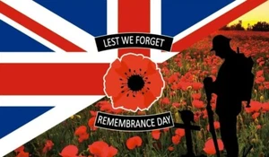 LEST WE FORGET Remembrance 5x3 ft FLAG 150cm x 90cm BRITISH MILITARY union jack - Picture 1 of 1
