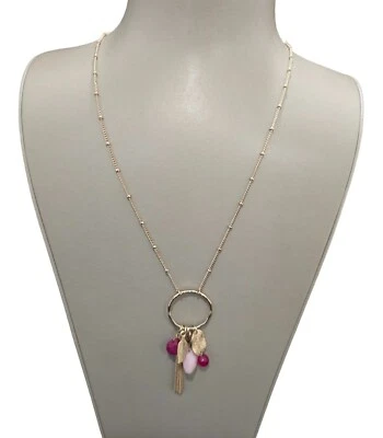 VERA BRADLEY Women's Treasure Charm Chain Necklace Gold Plated Pink  NWT - Image 1 of 4
