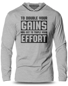 053. DOUBLE GAINS Lightweight Long Sleeve Hooded T-Shirt for Men - Picture 1 of 12