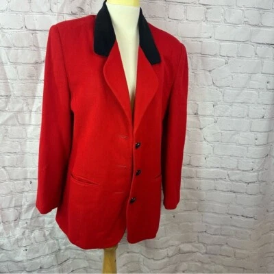 Chaqueta blazer vintage Bloomingdale's roja negra talla 12 oficina profesional Foto 1 de 4