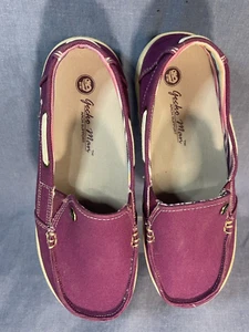 Gecko Womens Loafer Size 7.5 Purple Canvas Slip On Arch Support Comfort Shoes - Bild 1 von 8