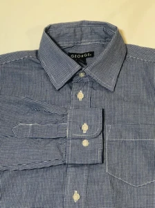 Boys Shirt George Blue/White Checkered Button Down Boys Size M (8) Long Sleeves - Picture 1 of 3