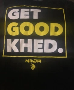 NINJA BOYS Black Graphic Short Sleeve T-SHIRT LARGE(10-12)“GET GOOD KHED.” Logo - Picture 1 of 7