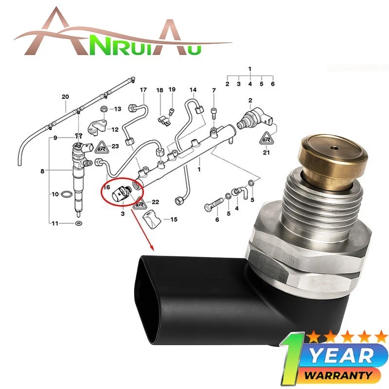 New Fuel Pressure Sensor 13537787167 0281002497 1800Bar for BMW X3 X5 X6 E46 E60 Foto 1 de 4