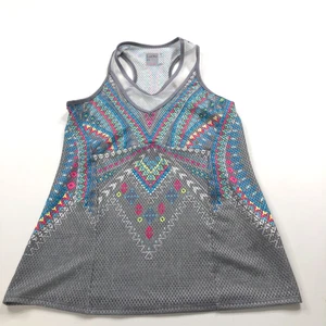 Lucky In Love Small 4-6 Athleisure Gym Pullover Tank Top All Over Print Gray - Picture 1 of 6