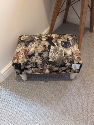 Rectangular Cat Print Footstool with Drawer MIN2159 - Image 1 of 4