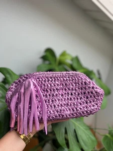 Borsa fatta a mano, borsa all'uncinetto, borsa pochette rosa - Foto 1 di 3