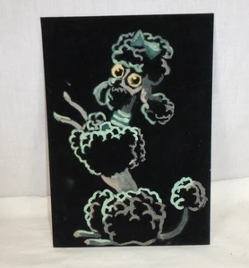 Vtg 60s paint By Number Painting on Black Velvet French Poodle 9x12 - Picture 1 of 6