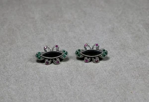 Pendientes de estrás 1928 tono plata negro verde rosa - Imagen 1 de 4