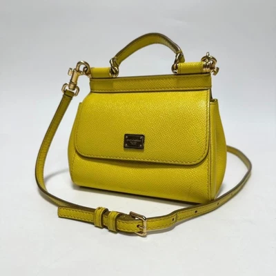 Bolso de Mano Dolce & Gabbana Cuero Sicilia 2 Vías Amarillo Excelente Estado Usado Foto 1 de 4
