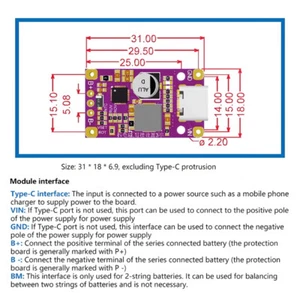 Type-C 2-3S 15W3.7V Lithium Battery Charging Boost Module Support QC Fast Charge - Zdjęcie 1 z 13