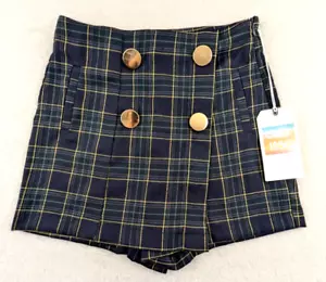 Cali 1850 sz XS Mini Skirt or Skort colorful plaid print side zip 0788 - Picture 1 of 5