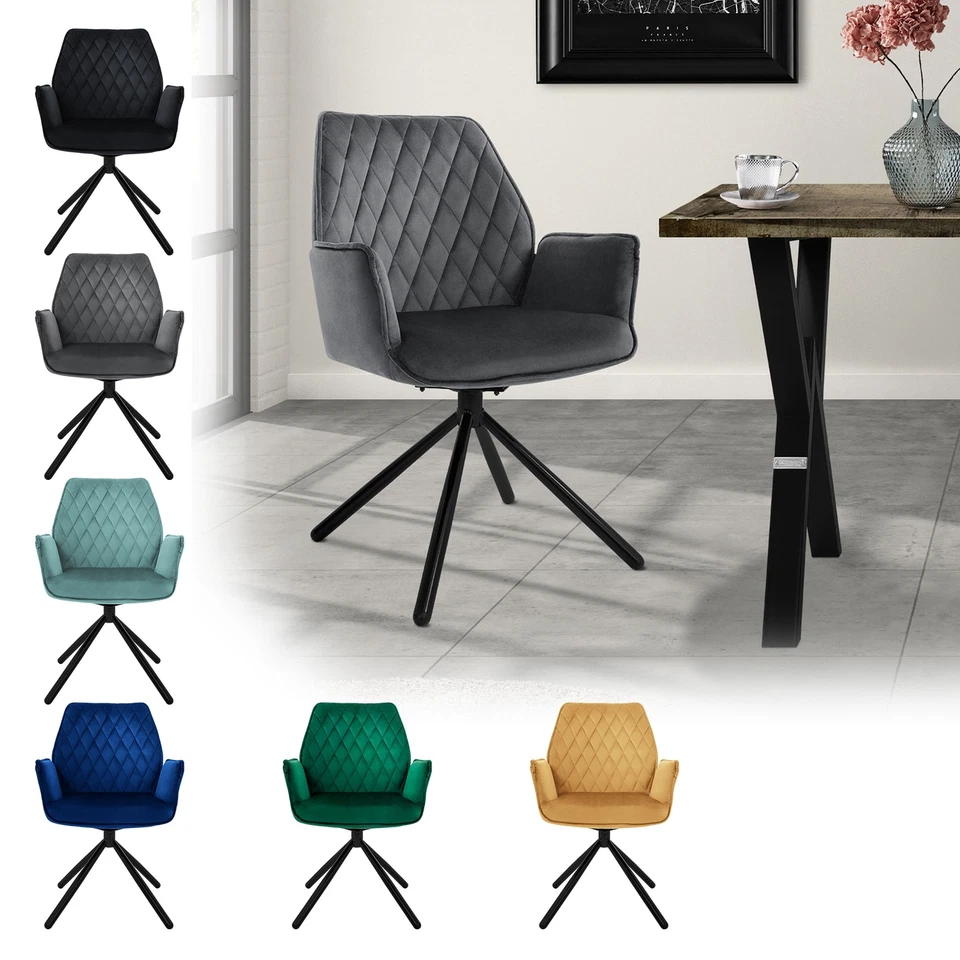 Silla de comedor de terciopelo asiento giratorio ergonómico moderno a elección - Imagen 1 de 1