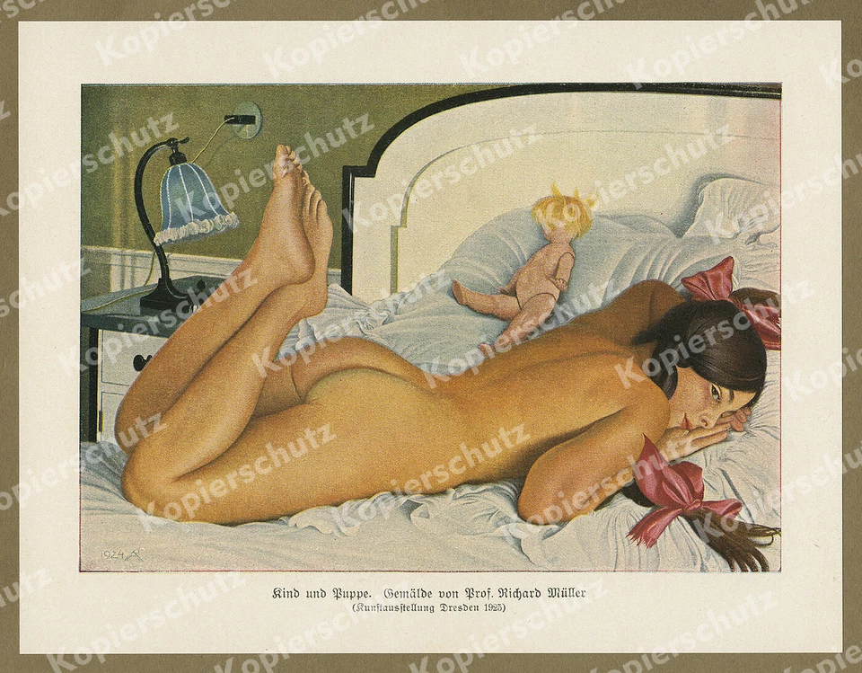 Richard Müller Kind Mädchen Puppe Neue Sachlichkeit Romantik Poesie Dresden 1924 - Bild 1 von 1