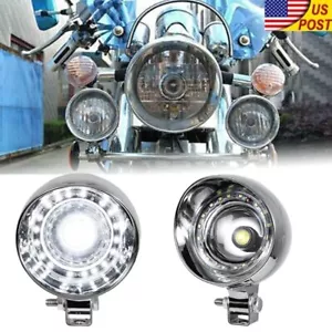 Universal Motorcycle LED Headlight Spot Head Lamp Chrome For Bobber Chopper US - Picture 1 of 12