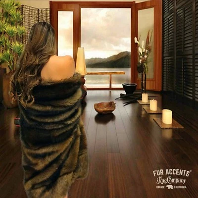 Manta gruesa de piel sintética, colcha, edredón, forrada Wolf Minky gris dorado Foto 1 de 4