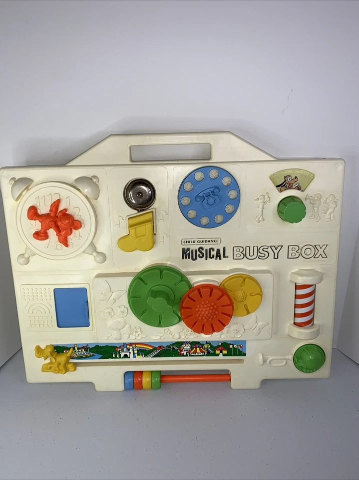 Caja Musical Ocupada Cuna Bebé Centro de Actividades Disney Mickey Mouse 1977 De Colección Funciona Foto 1 de 4