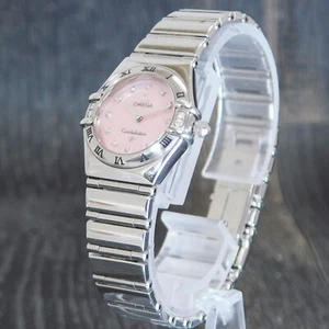 OMEGA Constellation S. Steel Pink Diamond Quartz Ladies Watch #W534 Rise-on - Picture 1 of 13