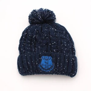 Everton FC Official Sherpa Lined Speckled Navy Crest Bobble Hat EFC Gift OSFA