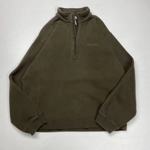 Columbia Mens Sweater M Brown 1/2 Zip Crewneck Chest Logo Embroidery Sport Retro - Picture 1 of 8